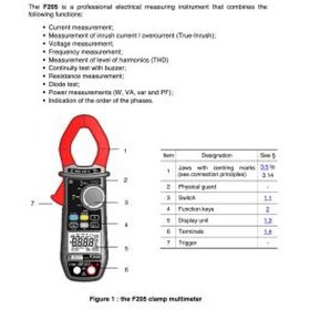 تصویر مولتی متر کلمپی مدل F205 دیجیتال چاوین آرنوکس 