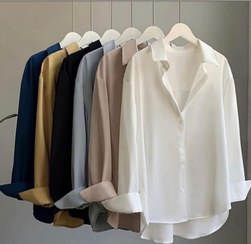 تصویر شومیز بیسیک الیزه سایز ۱ تا ۲ رنگ سفید و مشکی و سرمه ای 