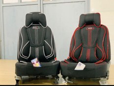 تصویر روکش صندلی پراید141قدیم طرح گوچی طبیvipپارچه جودون برزنت سنگین (پرند روکش) - مشکی مغزی قرمز 