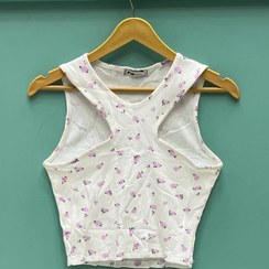 تصویر تاپ کراپ کبریتی سفید گل بنفش 