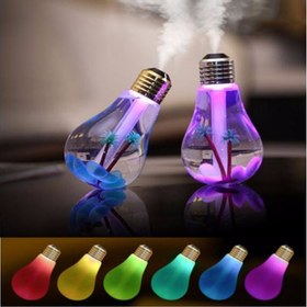 تصویر بخور سرد طرح لامپ رومیزی usb humidifier 7colors night light bulb colorful