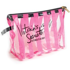 تصویر کیف آرایشی ویکتوریا سکرت طلقی سایز ۲۳×۱۵ رنگ صورتی 