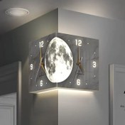 تصویر ساعت دیواری دوطرفه طرح ماه نوری 