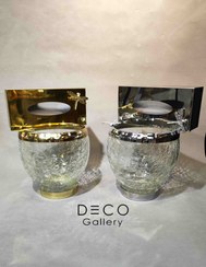 تصویر سطل و جادستمالی استیل طلایی و نقره ای 