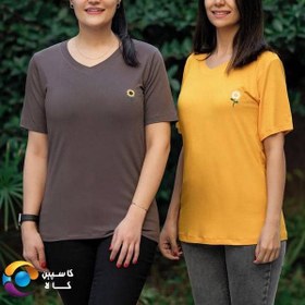 تصویر تیشرت زنانه طرح گل آفتابگردان ا Women's t-shirt with sunflower design Women's t-shirt with sunflower design