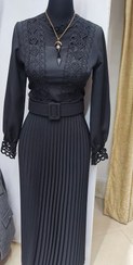 تصویر ست شومیز و دامن پلیسه مجلسی زنانه - مشکی / 4 
