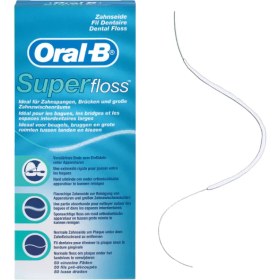 تصویر نخ دندان اورال بی موم دار مدل SUPER FLOSS بسته 50 عددی ORAL-B SUPER FLOSS 50 PRE-CUT STRANDS