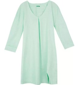 تصویر پیراهن زنانه جلو چاک دار لینن رنگ سبز آر ان اس ا RNS Dress For Women Green RNS Dress For Women Green