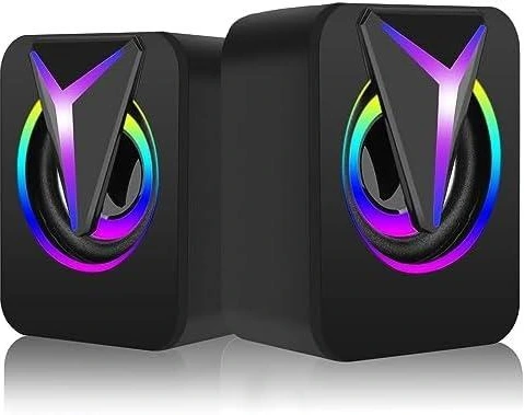 ENHANCE SB 2.1 Computer Speakers with Subwoofer - Green LED Gaming  Speakers, Computer Speaker System, AC Powered & 3.5mm, Volume and Bass  Control