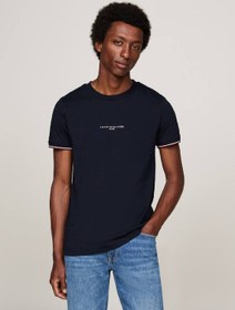 تصویر تی‌شرت مردانه فیت باریک با لوگوی نوک‌دار - 100% پنبه، آبی برند Tommy Hilfiger Men's Tipped Logo Slim Fit T-Shirt - Pure cotton, Blue