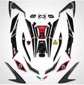 تصویر محافظ باک و برچسب قرمز APRILIA SR GT 200 125 مجموعه سیاه کامل Redline Grafik 