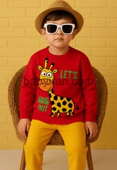 تصویر ست لباس بچه‌گانه پسرانه و دخترانه طرح زرافه شاد و راحت فانتزی لباس بچه‌گانه پسرانه، ست بلوز و شلوار کودک، لباس طرح زرافه، لباس کودک فانتزی، لباس راحتی پسر بچه، خرید لباس بچه‌گانه اینترنتی