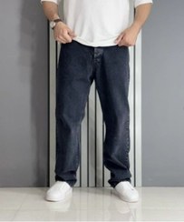 تصویر شلوار لی بگ مردانه بدون زاپ رنگ زغال سنگی - ۴ 