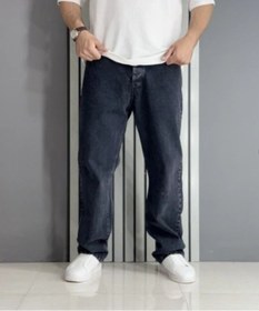 تصویر شلوار لی بگ مردانه بدون زاپ رنگ زغال سنگی - ۴ 