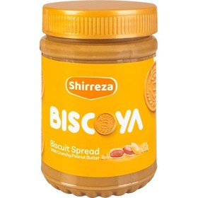 تصویر کرم بیسکویت با کره بادام زمینی کرانچی شیررضا 450 گرمی Shirreza crunchy peanut butter biscuit cream 450 grams