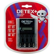 تصویر شارژر باتری هوشمند DETEX مدل C04 LCD به همراه ۴ عدد باتری 