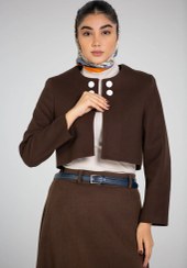 تصویر پالتو کت کراپ یقه گرد 