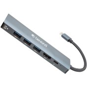 تصویر هاب 6 پورت Type-C بیاند BA-415 با 3 پورت 3.0 USB و 1 پورت HDMI و LAN و قابلیت PD Beyond BA415 USB 3.0 Type-C HUB, 6 Port With HDMI Port + Power Delivery