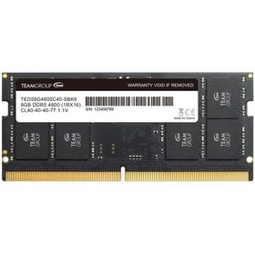 تصویر رم لپ تاپ DDR5 تک کاناله 4800 مگاهرتز CL40 تیم گروپ مدل ELITE ظرفیت 8 گیگابایت 