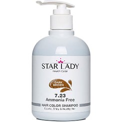 تصویر شامپورنگ قهوه ای تیره7.23 حجم 300میل استار لیدی Star Lady Dark Brown 7.23 Hair Color Shampoo 300ml