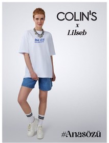 تصویر تی شرت سفید مردانه و زنانه UNISEX LILSEB شعار T SHIRT کولینز Colin’s 