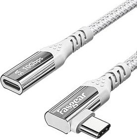 Fasgear USB C to USB C 3.2 Gen 2x2 Cable,4K Video Braided 90 Degree Type C  Cord [20Gbps,100W] Compatible for MacBook Pro, iPad Pro,Tablets,Dell