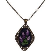 تصویر گردنبند گلدوزی گل بنفش 