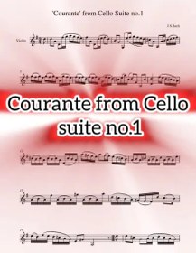 تصویر نت ویولن Courante from Cello Suite no.1 باخ به همراه اجرای نت 