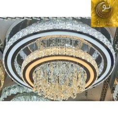 تصویر لوستر مدرن ارغوان سایز ۵۰ سانتیمتر با کاسه کریستالی 