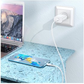 تصویر شارژر دیواری فست شارژ 25W هوکو مدل N22 با کابل 1 متری تایپ سی Hoco N22 Wall charger with Type-C