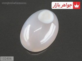 تصویر نگین عقیق باباقوری سفید کد 132406 