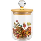 تصویر قندان دوجداره گل خشکی با درب الماسی بامبو 