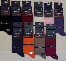 تصویر جوراب مردانه نخی اکتیو ساق دار تک رنگ - سرمه ای ا socks socks