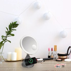 تصویر آینه آرایشی LED پرودو مدل LFST084 با اسپیکر و شارژر بی‌سیم 