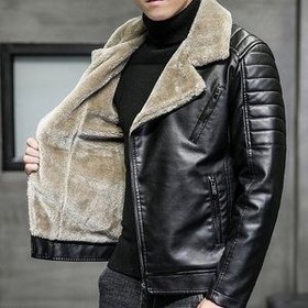 تصویر کاپشن چرم طرح بوفالو 