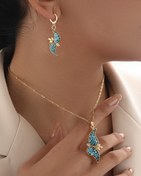 تصویر گوشواره و گردنبند نقره و فیروزه P1115 