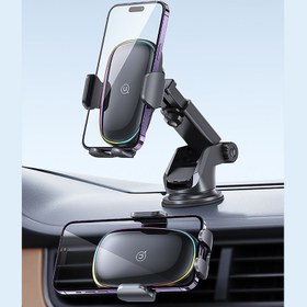 تصویر پایه نگهدارنده موبایل یوسمز CD187 USAMS CD187 15W Car Colorful Light Mechanical Wireless Charging Holder