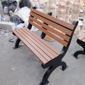 تصویر نیمکت پارکی سه نفره با رویه چوبی 