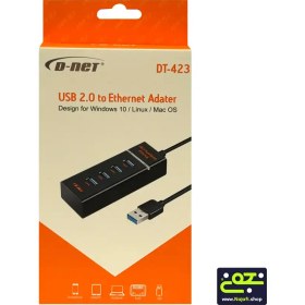 تصویر هاب 4 پورت USB2 برند DNET مدل DT 423 