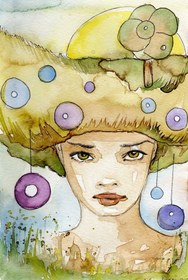 تصویر عکس با کیفیت دختری با کلاه زرد 