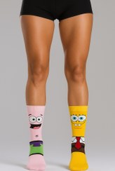 تصویر جوراب ساق دار طرح باب اسفنجی و پاتریک 