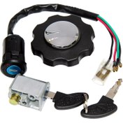 تصویر قفل موتور سیکلت هوندا کد 99 به همراه درب باک بسته ۳ عددی 