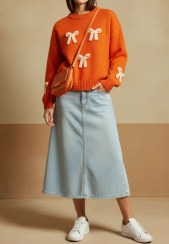 تصویر پلیور بافت زنانه پاپیون دار 