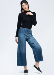 تصویر شلوار جین واید لگ آبی Wide leg jeans-Blue