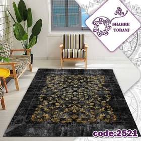 تصویر روفرشی کشدار کتن طلایی و مشکی کد 2521 