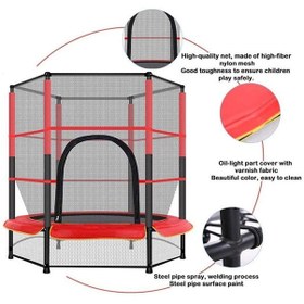 تصویر ترامپولین کودک 5.5 فوتی با حفاظ برای داخل و خارج - قرمز 140x140x160 سانتیمتر برند generic 5.5 Feet Indoor And Outdoor Kids Trampoline With Enclosure - Red 140x140x160cm