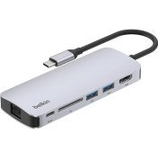 تصویر مولتی پورت بلکین مدل Connect USB-C 6-in-1 Multiport Hub AVC008fqSGY-V2 