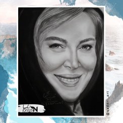 تصویر تابلو نقاشی سیاه قلم پرتره بهاره رهنما 