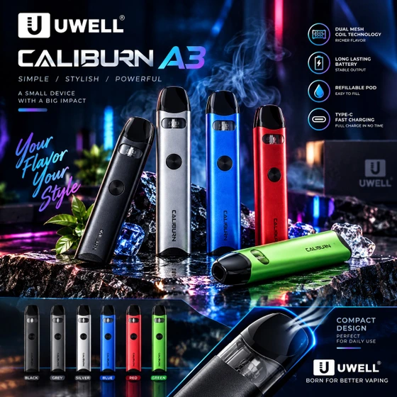 خرید و قیمت دائمی کالیبرن ای 3 یوول | UWELL Caliburn A3 Pod kit - سورمه ...
