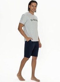 تصویر ست پیژامه خاکستری مردانه U.S POLO ASSN. مجموعه لباس خواب دوچرخه سواری آستین کوتاه U.S. Polo Assn. 